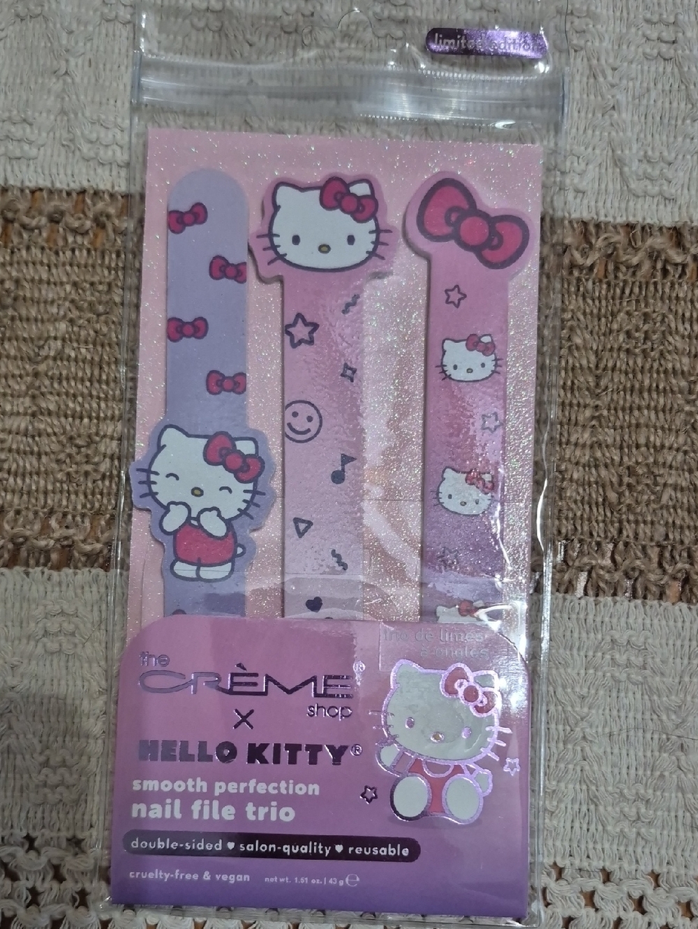 The Crème Shop x Hello Kitty Pink Nail File Trio New In Package